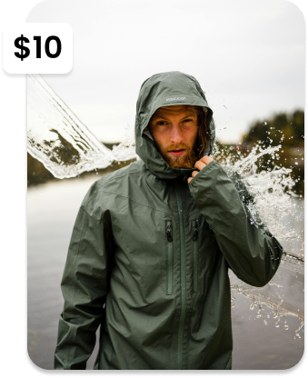 Image of a raincoat with a bounty of $10